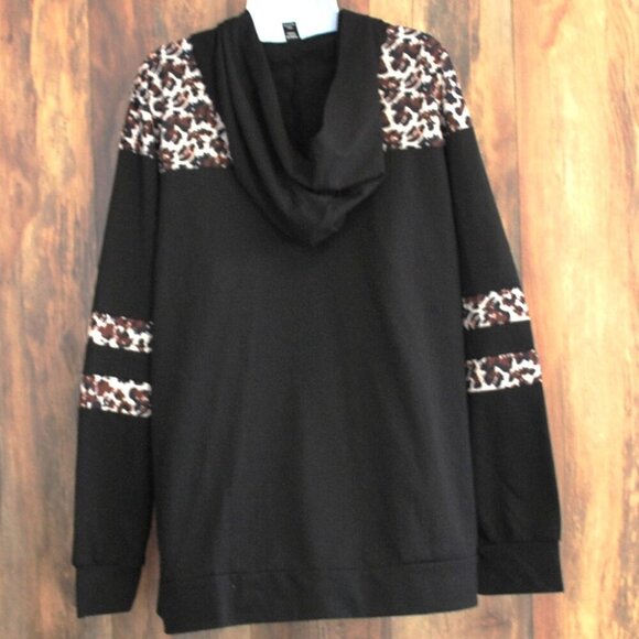 Shein Curve 3XL Hoodie Shirt Animal Print Black Women's - Picture 2 of 2